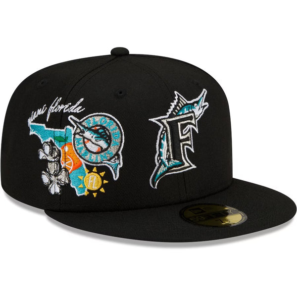 New Era Fitted: Florida Marlins City Patch Hat (Black)